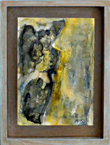 Engel mit gelb, 2004, mixed media/paper/wood, 20x15cm